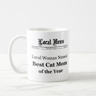 Beste Cat Mama The Year Newspaper Style Tasse