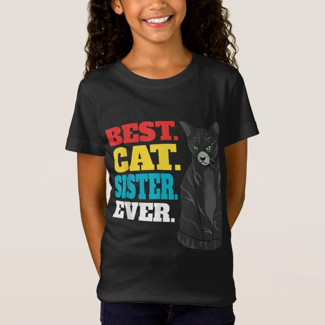 Beste Cat Sister je | Niedlich Kitty Cat Lovers T-Shirt (Vorderseite)