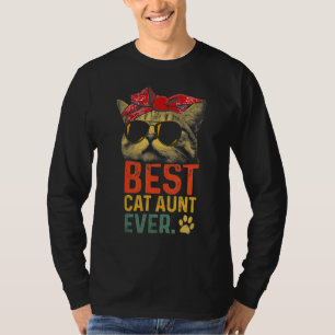 Beste Cat Tante Ever Vintag Cat Coole Sonnenbrille T-Shirt