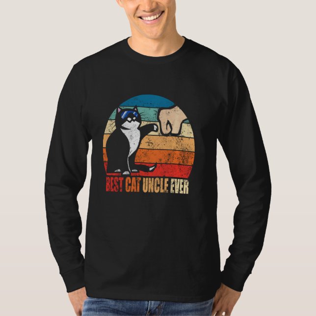 Beste Cat Uncle Ever Funny Cat Sonnenbrille Fist B T-Shirt (Vorderseite)