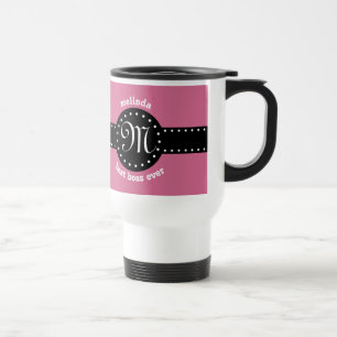 Beste Chef-überhaupt Tupfen und Monogramm ROSA A0 Reisebecher