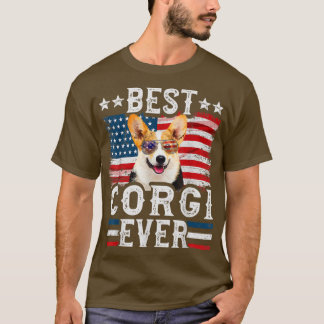 Beste Corgi je amerikanische Flagge 4. Juli T-Shirt