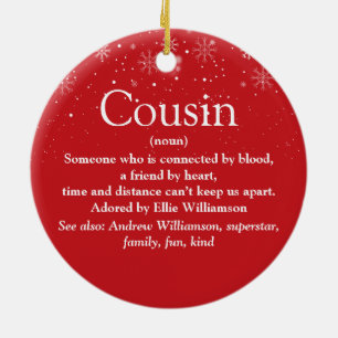 Beste Cousin der Welt Definition Schneeflocken Fot Keramik Ornament