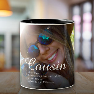 Beste Cousin der Welt Definition Script Foto Zweifarbige Tasse