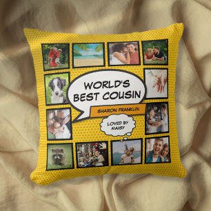 Beste Cousin der Welt Foto Collage Modern Lustig Kissen