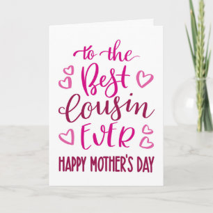 Beste Cousine Allerwarten Mother's Day Typografie Karte