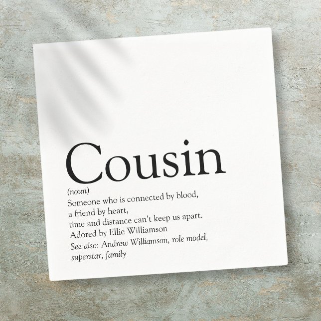 Beste Cousine der Welt Definition Serviette (World's Best Ever Cousin Definition Napkins)