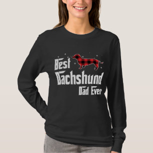 Beste Dackel Vater jeden Roten Karierten Weihnacht T-Shirt