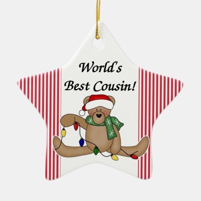 Beste der Cousin-Verzierung der Teddy-Bärn-Welt Keramik Ornament (Vorne)