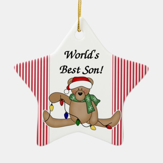 Beste der Sohn-Verzierung der Teddybär-Welt Keramik Ornament (Vorne)
