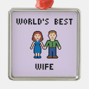 Beste die Ehefrau-Verzierung der Pixel-Welt Silbernes Ornament