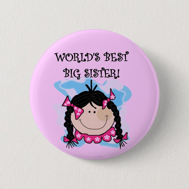 Beste die große Schwester-T-Shirts der schwarzes Button (Vorderseite)