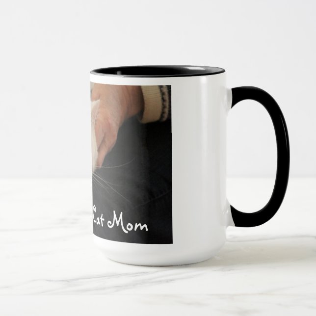 Beste die Katzen-Mama der Welt - weiße Katze Tasse (Rechts)