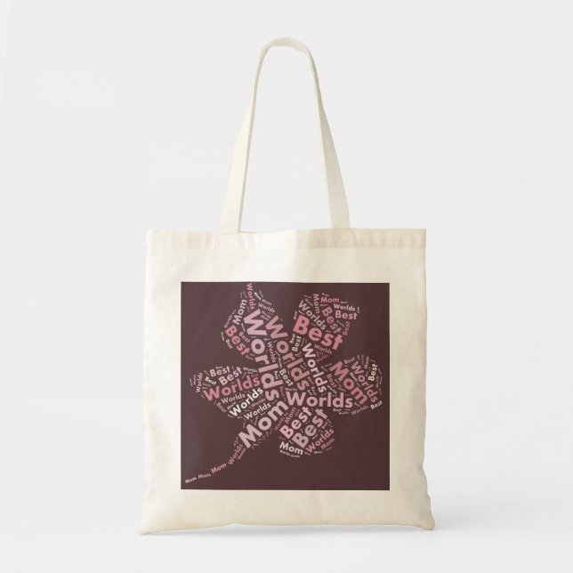 Beste die Mama-Taschen-Brown-rosa Blumen der Welt Tragetasche (Vorne)