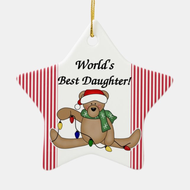 Beste die Tochter-Verzierung der Teddybär-Welt Keramikornament (Vorne)