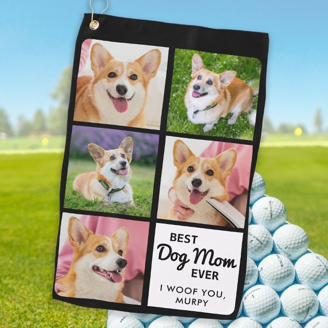 Beste DOG-MAMA je - Golfer - Personalisiert 5 Foto Golfhandtuch (Von Creator hochgeladen)