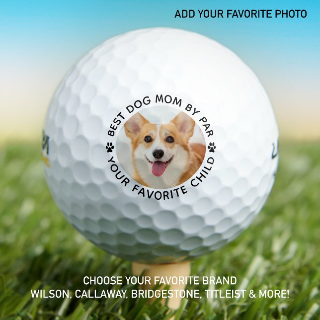 Beste DOG-MAMA per Par Paw Print Custom Foto Golfball (Von Creator hochgeladen)