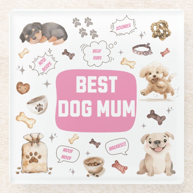 Beste Dog Mum Glasuntersetzer (Vorderseite)