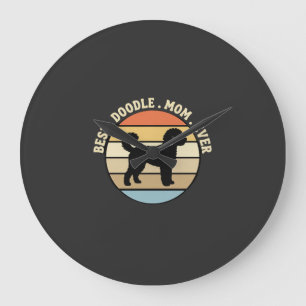 Beste Doodle-Mama Aller Zeiten Retro Hund Große Wanduhr