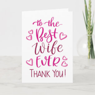 Beste Ehefrau Danke, Typografie in Pink Karte