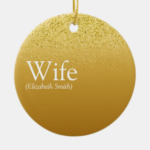Beste Ehefrau der Welt Definition Gold Glitter Gla Keramik Ornament