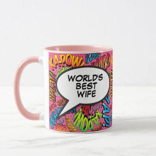Beste Ehefrau der Welt Lustig Pink Retro Comicbuch Tasse