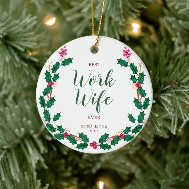 Beste Ehefrau je Mitarbeiter Personalisierte Krank Keramik Ornament (Baum)