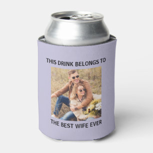 Beste Ehefrau je Personalisiertes Foto Lila Dosenkühler