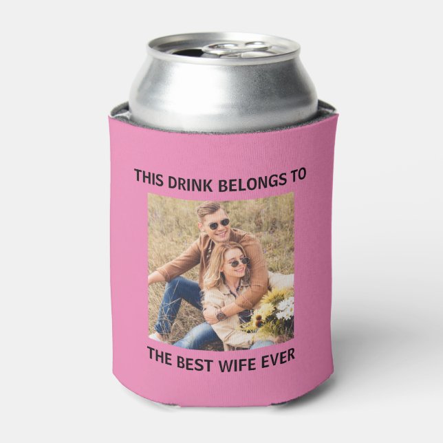 Beste Ehefrau je Personalisiertes Foto Rosa Dosenkühler (Kanne Vorderseite)