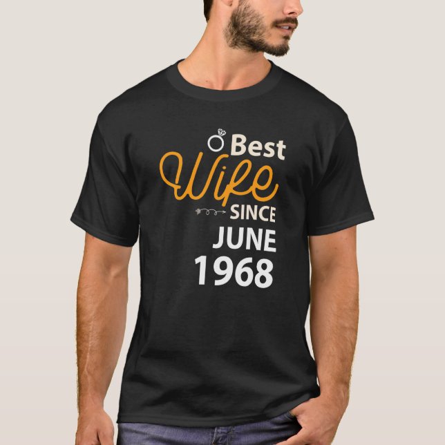 Beste Ehefrau seit Juni 1968 T-Shirt (Vorderseite)