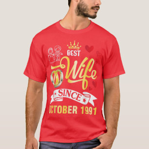 Beste Ehefrau seit Oktober 1991 Glückwunsch Verhei T-Shirt