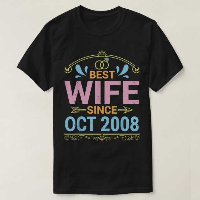 Beste Ehefrau seit Oktober 2008 Marry Wedding Husb T-Shirt (Design vorne)