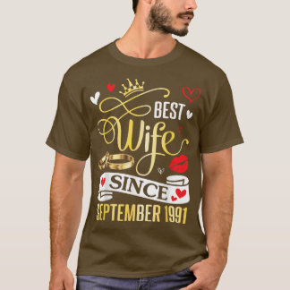 Beste Ehefrau seit September 1991 glücklich heirat T-Shirt