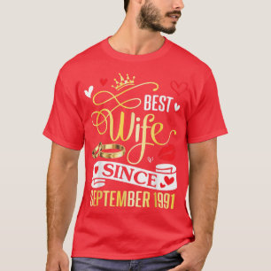 Beste Ehefrau seit September 1991 glücklich heirat T-Shirt