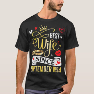 Beste Ehefrau seit September 1994 glücklich heirat T-Shirt