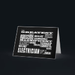Beste Elektriker: Bester Elektriker Karte<br><div class="desc">"Der bestste phantastische hervorragende fantastische phantastische großartige super fantastische fantastische fantastische hervorragende hervorragende Elektrizität in der Welt ... .ever!' ist ein cooles, modernes Geschenk für lustige Electricians : präsentiert in einer auffälligen Kombination aus immer modischem Schwarz und klassischem Stilweiß in einem urbanen Rock und Roll-Attitute-Explosion von Schriftart und mehr Schriftart....</div>