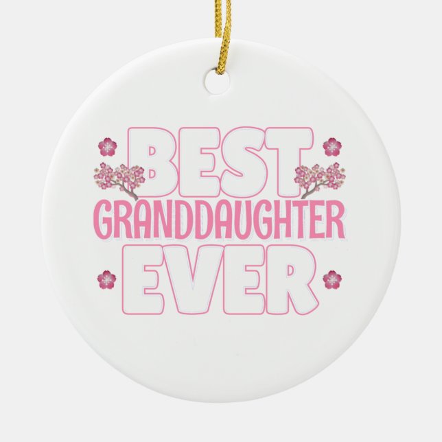 Beste Enkelin Ever - Kawaii Kirsche Blüten Keramik Ornament (Vorne)