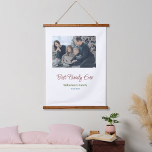 Beste Familie überhaupt Familienname Bild Datum Ja Wandteppich Mit Holzrahmen