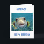 BESTE FANG DES TAGES **GRANDSONS GEBURTSTAG** KARTE<br><div class="desc">DIESER PUFFERFISCH IST SO BEREIT,  ZU SAGEN **IHR GRANDSON*** ER IST LIEBT AUF SEINEM *GEBURTSTAG* UND SIE HOFFEN,  ER KANN SICH GENIESSEN UND ENTSPANNEN AN SEINEM SONDERTAG!</div>