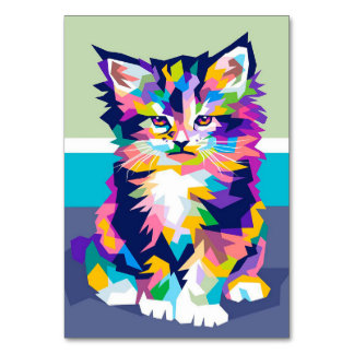 Beste Farbenfrohe Cat Art Tischnummer