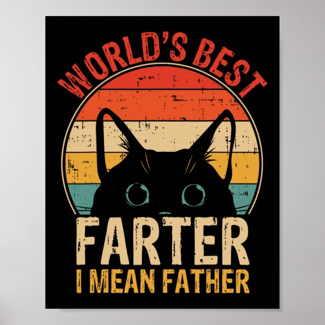 Beste Farter I Gemein Vater Funny Vaters Day Cat D Poster (Vorne)
