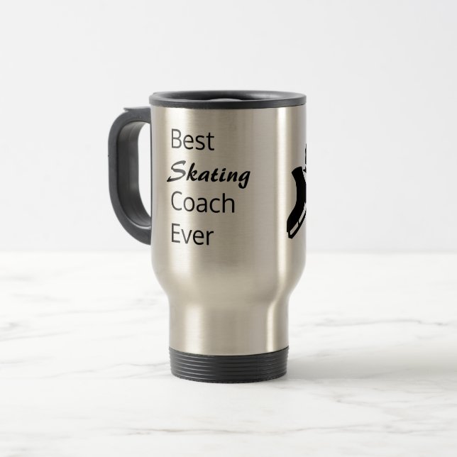 Beste Figur Skaten Coach je Travel Mug - schwarz Reisebecher (Vorderseite Links)