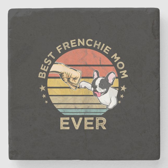 Beste Franchisenmutter | Französische Bulldogge Steinuntersetzer (Vorderseite)