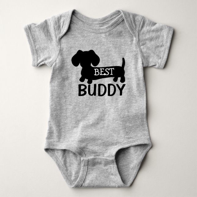 Beste Freund-Dackel-einteilige Baby-Ausstattung Baby Strampler (Vorderseite)