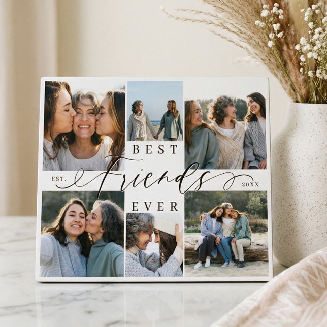 Beste Freunde Allerbesten BFF-Fotocollage Elegante Fotoplatte (Best Friends Ever BFF Photo Collage Elegant Gift Plaque)