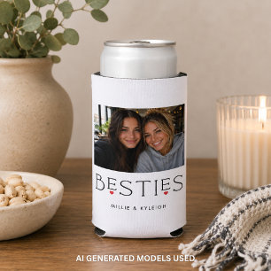Beste Freunde Bestie Herz-Typografie-Foto Selters Dosenkühler
