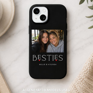 Beste Freunde Bestie Herz-Typografie Schwarzes Fot iPhone 15 Hülle