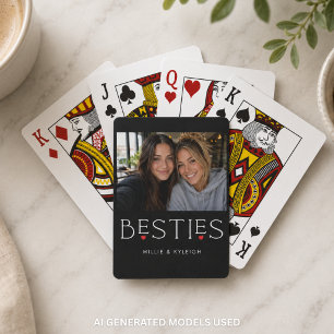 Beste Freunde Bestie Herz-Typografie Schwarzes Fot Spielkarten