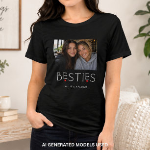 Beste Freunde Bestie Herz-Typografie Schwarzes Fot Tri-Blend Shirt