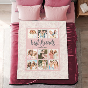 Beste Freunde BFF Rosa Fotocollage mit Namen Fleecedecke